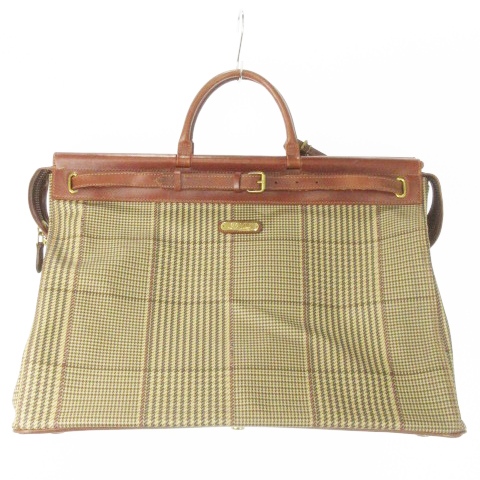 美品☆ポロラルフローレン PVCレザーブラウン 千鳥柄 ボストンバッグ 2way 美品✨ポロラルフローレン PVC レザー 千鳥柄 2way ボストンバッグ