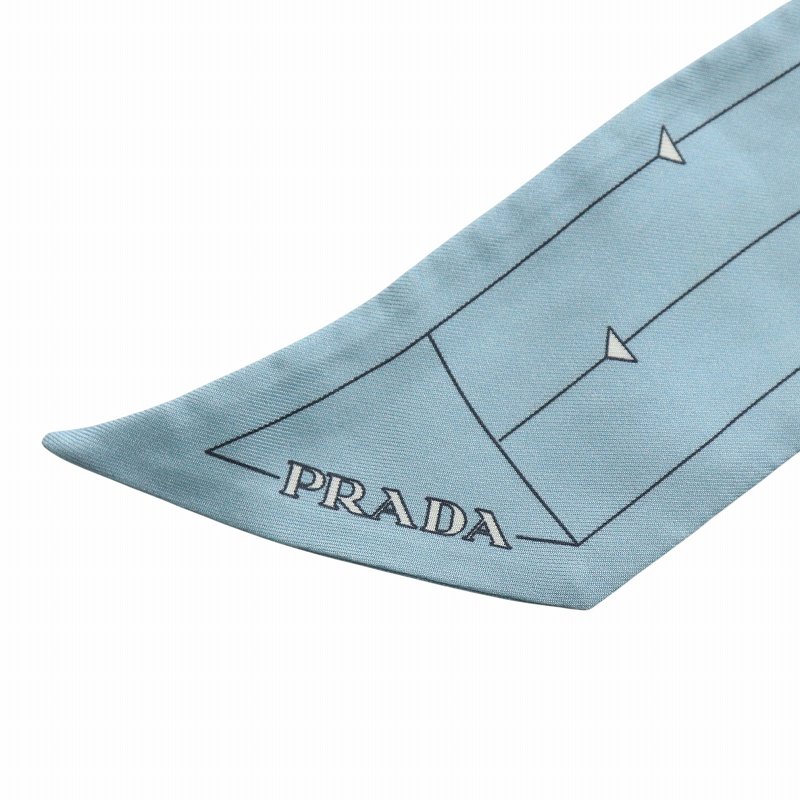 PRADA シルクスカーフ 青色 ロゴ