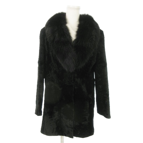 ノーブランド ファーコート ショート丈 ラムファー 襟フォックスファー