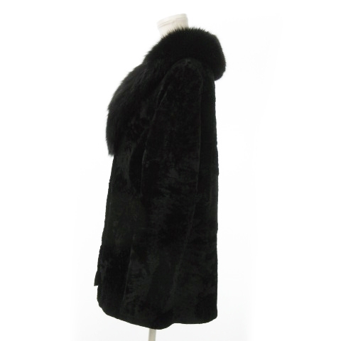 ノーブランド ファーコート ショート丈 ラムファー 襟フォックスファー