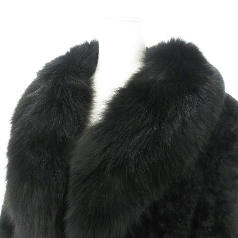 ノーブランド ファーコート ショート丈 ラムファー 襟フォックスファー