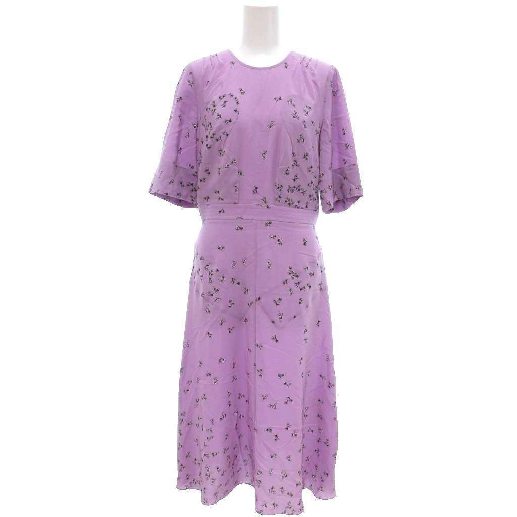【中古】ヌメロヴェントゥーノ N°21 ワンピース 絹 シルク ミモレ ロング 花柄 半袖 40 紫 パープル ヌメロヴェントゥーノ N°21 ワンピース 絹 シルク ミモレ ロング 花柄