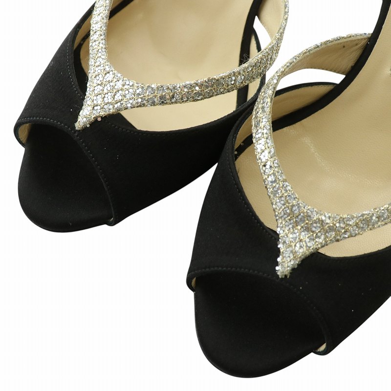 ジミーチュウ JIMMY CHOO パンプス 絹 シルク オープントゥ ハイヒール