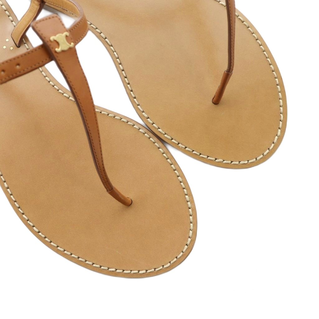 【美品】CELINE トリオンフ ブラウン レザー サンダル 34 ファッション CELINE トリオンフ ブラウン レザー サンダル