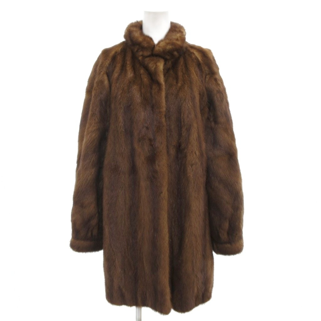 CRESCÉ ブラウン毛皮　ミンクコート　サイズ13 ノーブランド ファーコート 毛皮 ミンク ハーフ 大きいサイズ 13 XL 茶色