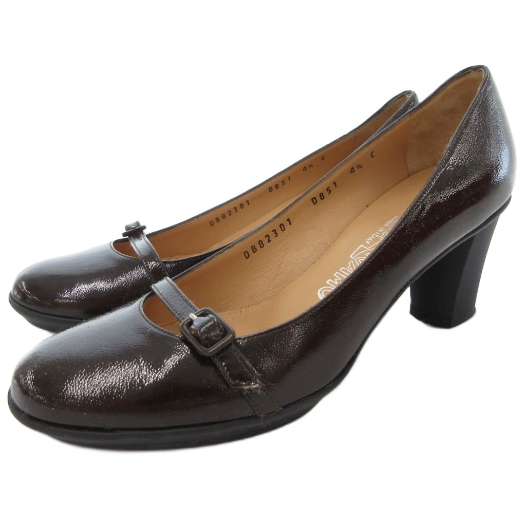 定番人気，100%新品 フェラガモ パンプス 靴 リザード型押し ヴァラ 8C