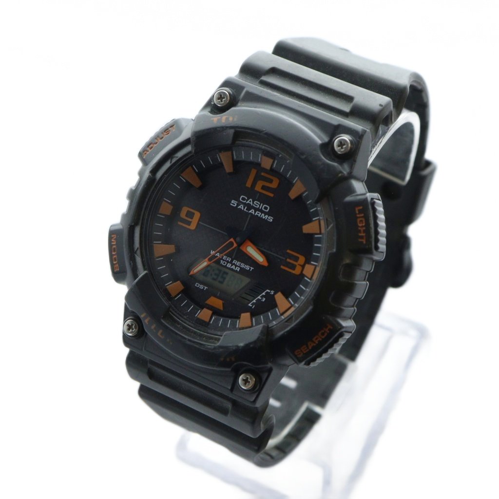 カシオ CASIO 腕時計 ウォッチ ソーラー アナデジ ロゴ 黒 ブラック AQ  