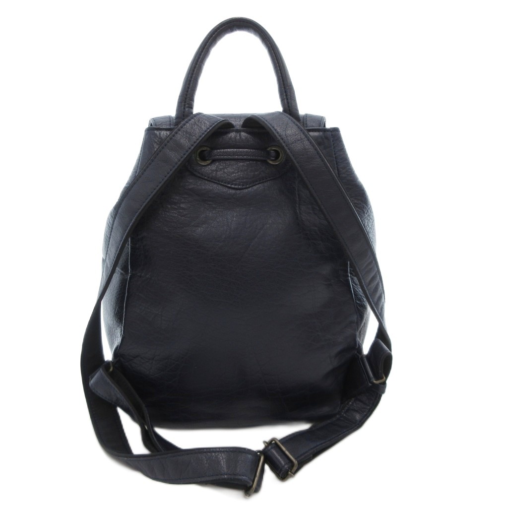 イビサ IBIZA リュックサック デイバッグ 巾着 ロゴ レザー 紺