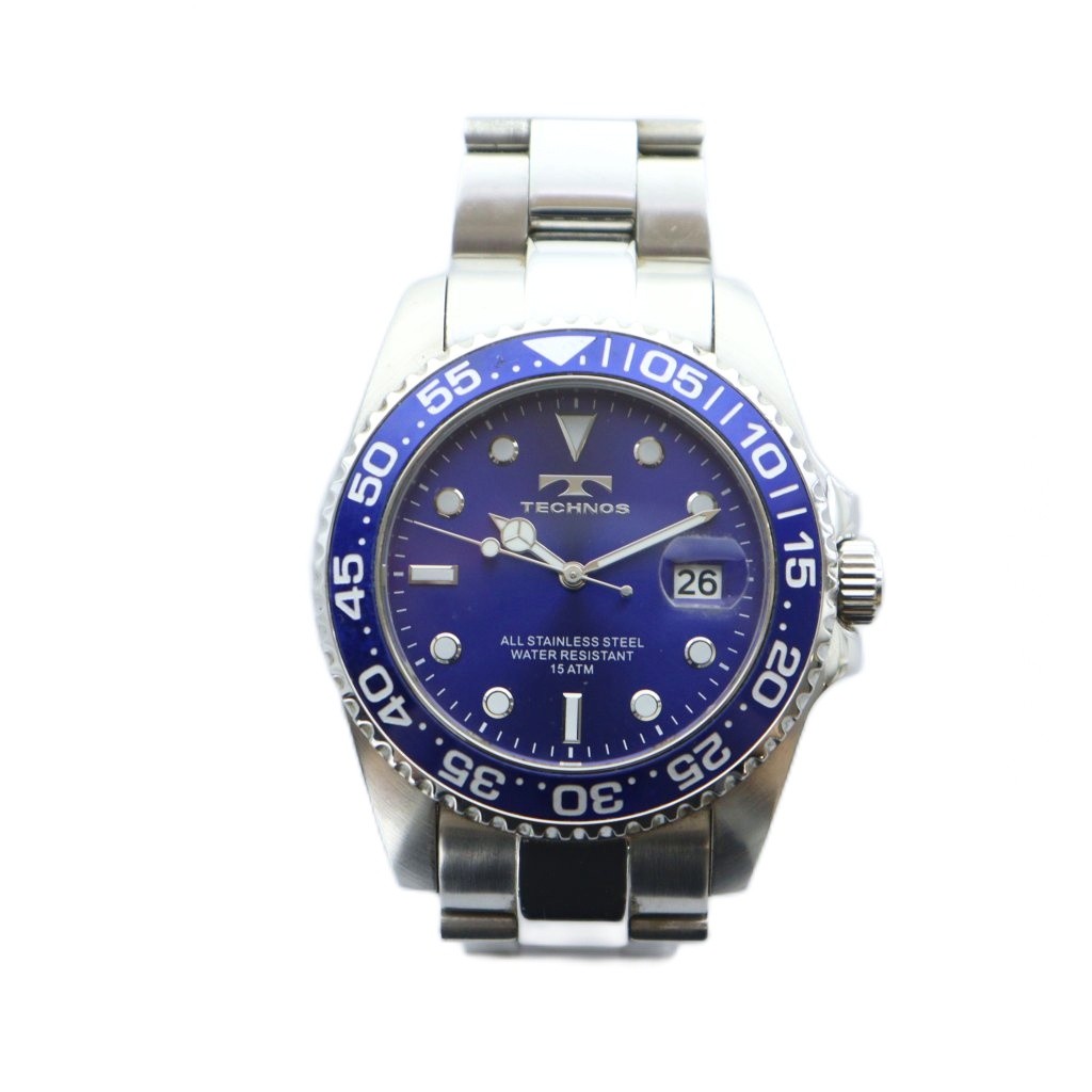 テクノス TECHNOS 腕時計 ウォッチ クォーツ カレンダー付き 青文字盤