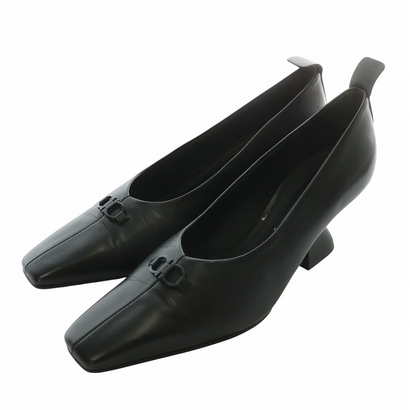 Salvatore Ferragamo SADR 55 パンプス レザー スクエアトゥ チャン  