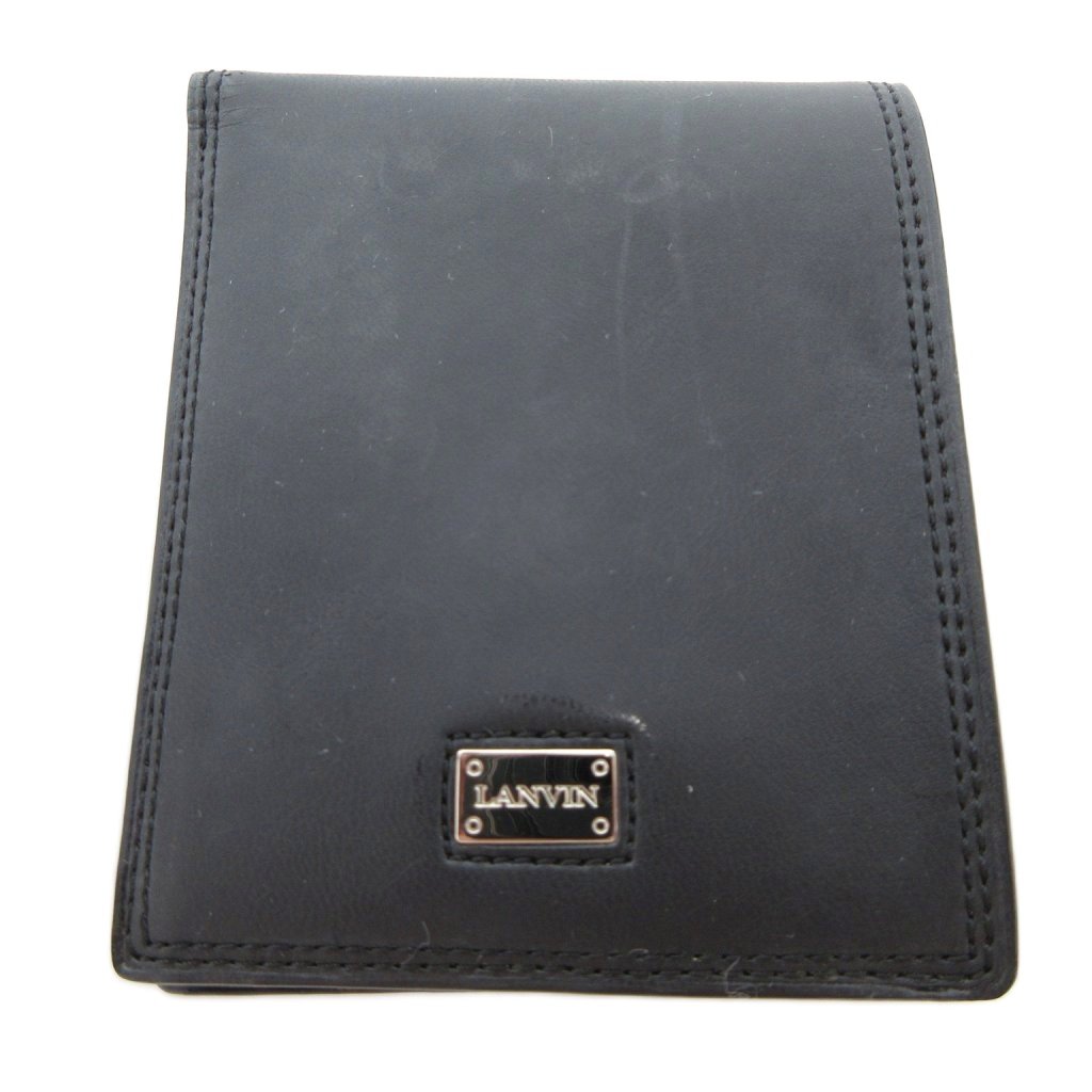 ランバン LANVIN 二つ折り財布 ウォレット ロゴ レザー 黒 ブラック  