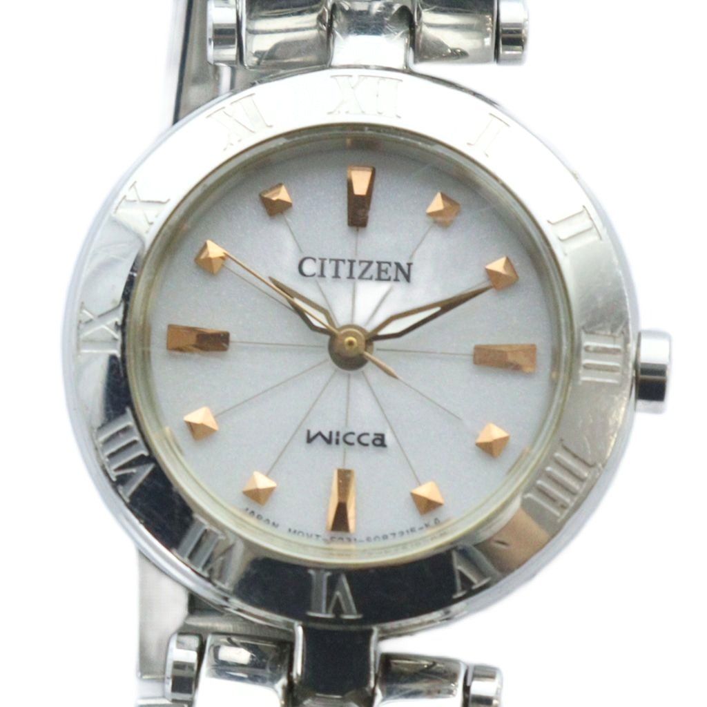 シチズン CITIZEN ウィッカ wicca 腕時計 ウォッチ ソーラー ロゴ 白  