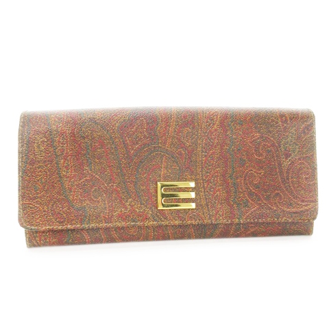 エトロ ETRO 長財布 ロングウォレット 小銭入れあり レザー 革 PVC