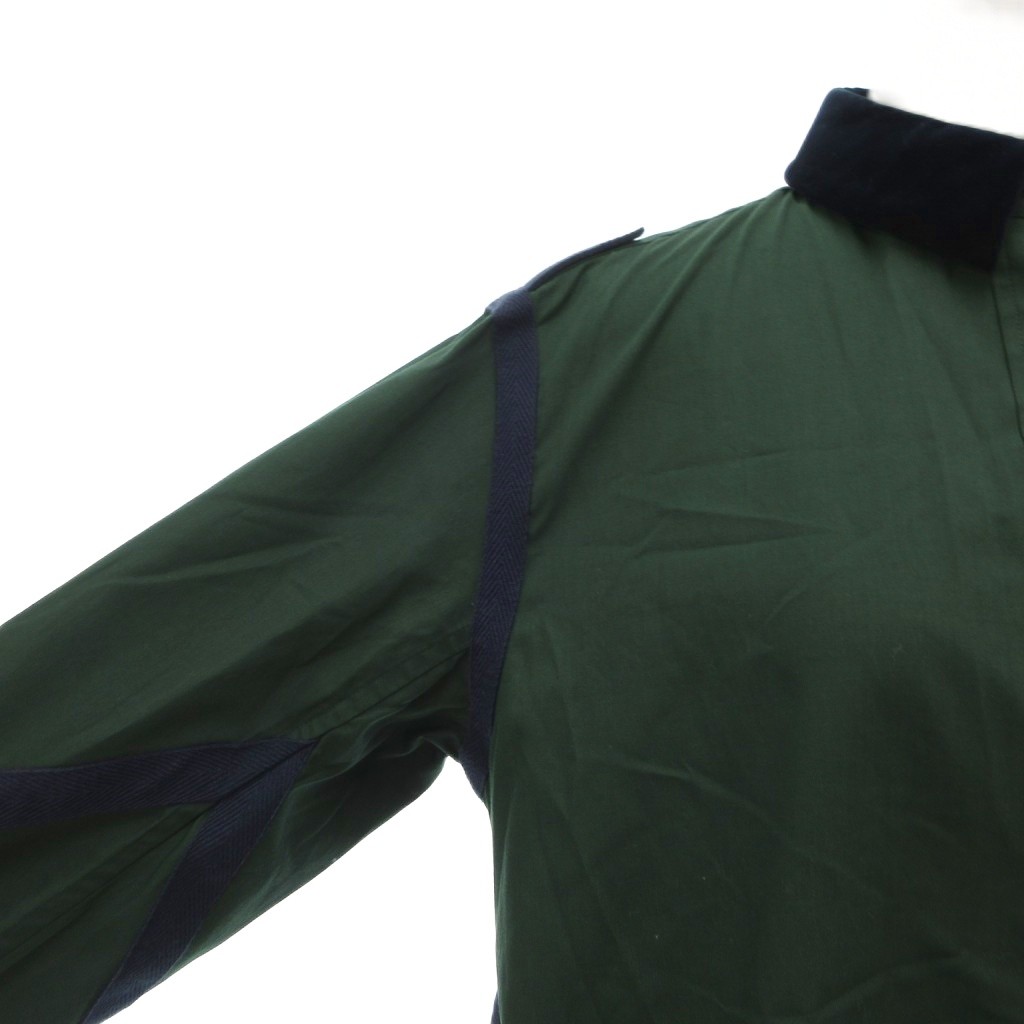 サカイ sacai シャツ ブラウス プリーツ 襟ベロア切替 長袖 緑