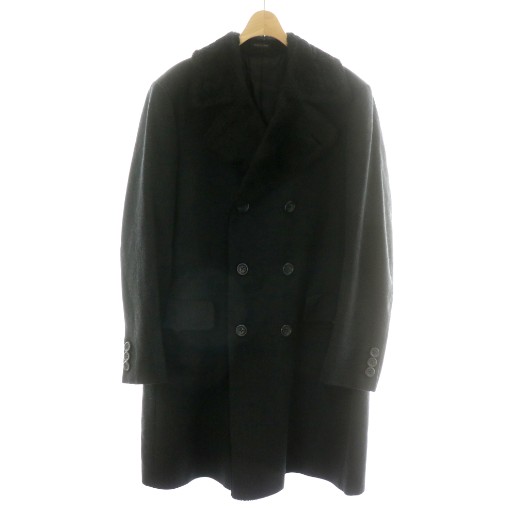 お値下げエンポリオアルマーニ ブラック チェスターコート ARMANI ロングコート ブラック XS 厚手 ベルト オシャレ フォーマル