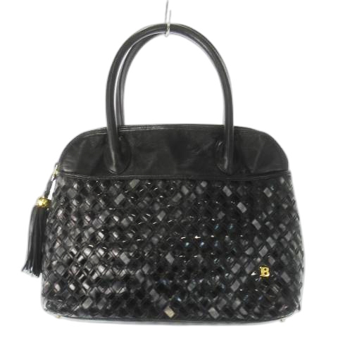 バリー BALLY ハンドバッグ メッシュ 編み込み レザー 本革 タッセル