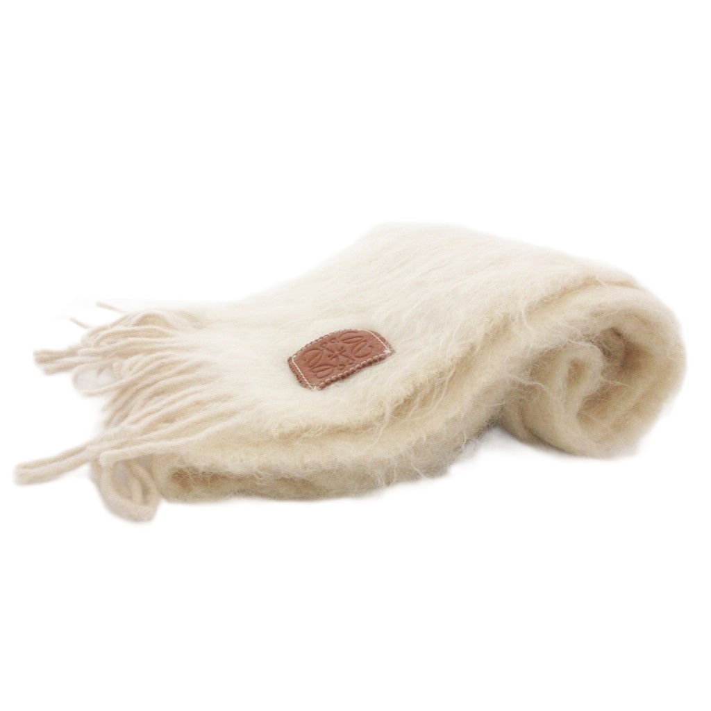 ロエベ LOEWE モヘアマフラー ストール フリンジ アナグラム ロゴ