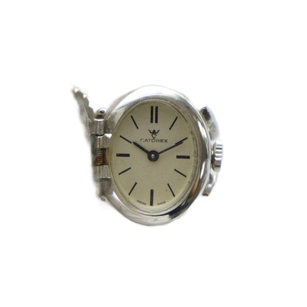 カトレックス catorex リングウォッチ 時計 白文字盤 ロゴ ライン  