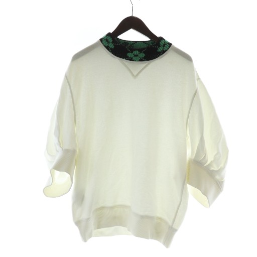 【中古】プラダ PRADA スウェット トレーナー 七分袖 ロゴ ニット切り替え 裏毛 XS 白 ホワイト ■GY99 /MQ メンズ プラダ PRADA スウェット トレーナー 七分袖 ロゴ ニット切り替え 裏毛