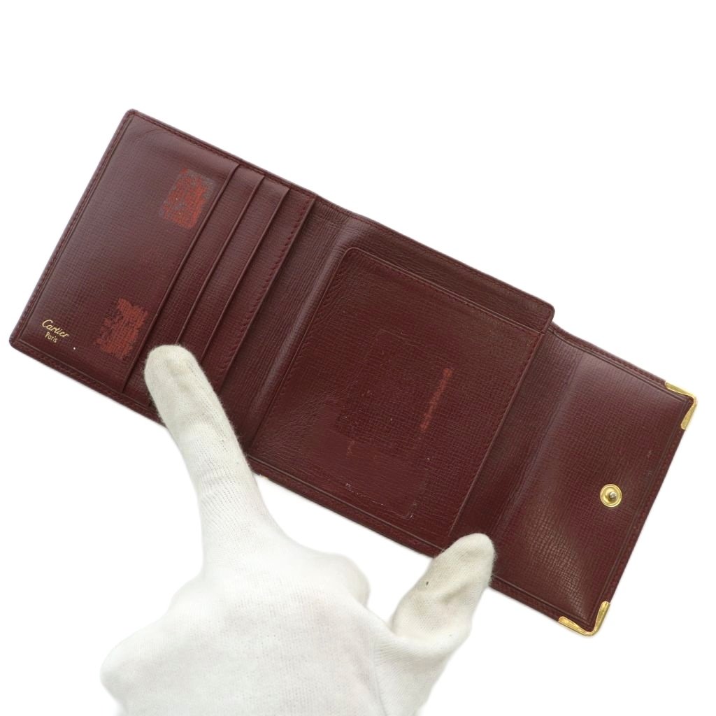 カルティエ Cartier マストライン 財布 三つ折り がま口 レザー