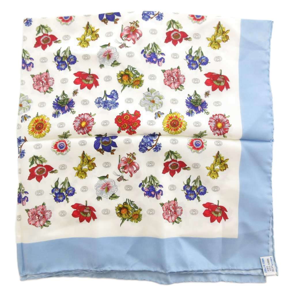 グッチ GUCCI スカーフ シルク 絹100％ フラワー 花柄 インター  
