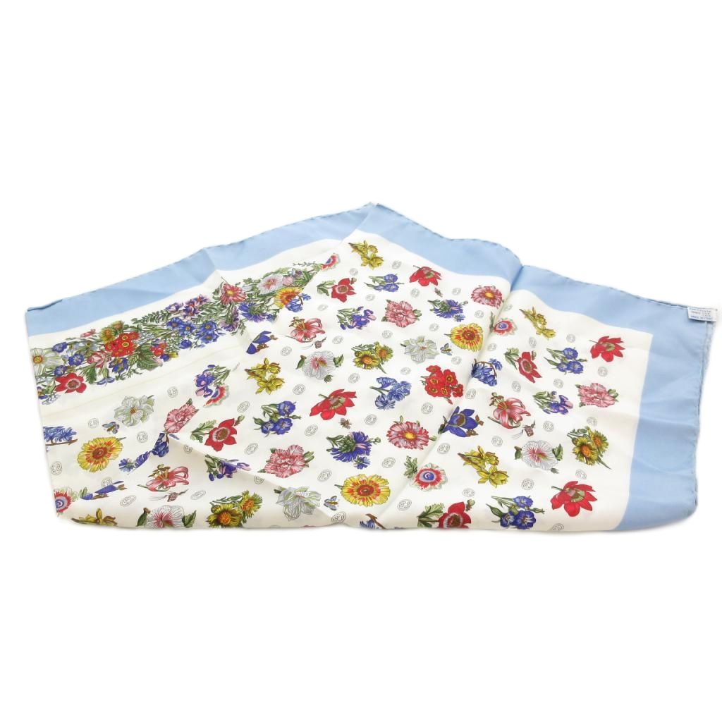 グッチ GUCCI スカーフ シルク 絹100％ フラワー 花柄 インター  