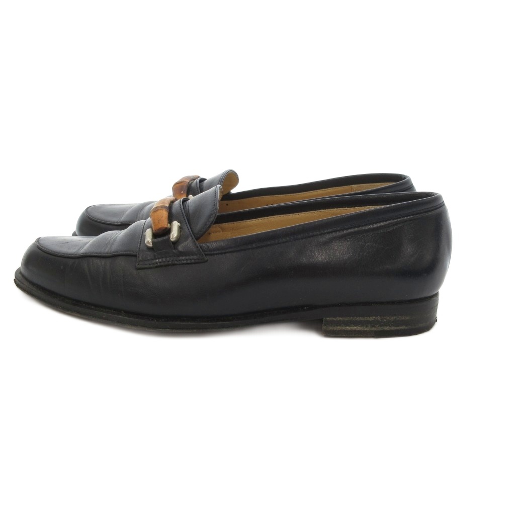 グッチ GUCCI バンブービット ローファー モカシン レザー 革 35.5 黒 
