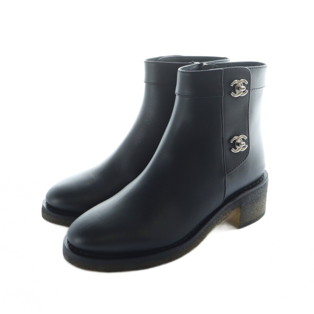 CHANEL シャネル ショートブーツ ココマーク ターンロック