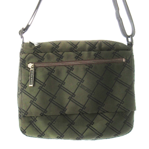 ニナリッチ NINA RICCI ショルダーバッグ ナイロン ジャカード ロゴ 緑 