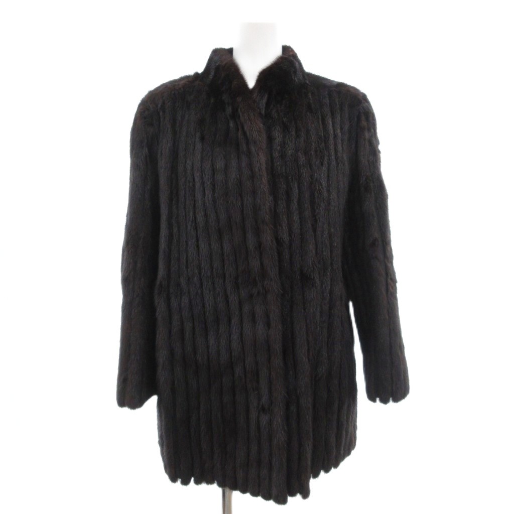 【中古】サガセレクト SAGA SELECTED SAN MARCO FUR ファーコート 毛皮 ミンク ストライプ ミドル丈 9 サガセレクト SAGA SELECTED SAN MARCO FUR ファーコート 毛皮 ミンク