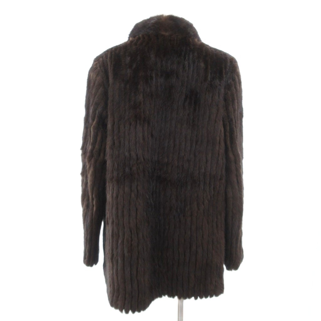 【中古】ノーブランド ミンクファーコート 毛皮 ハイネック ミドル丈 13 茶 ブラウン /JS ■GY18 レディース ノーブランド ファーコート 毛皮 ミンク ミドル丈 茶 ブラウン /JS