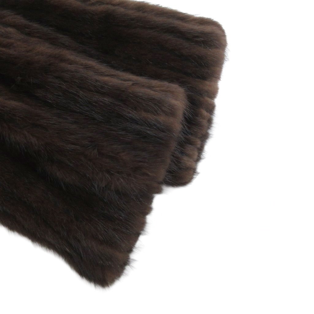 ノーブランド ファーコート 毛皮 ミンク ミドル丈 茶 ブラウン /JS