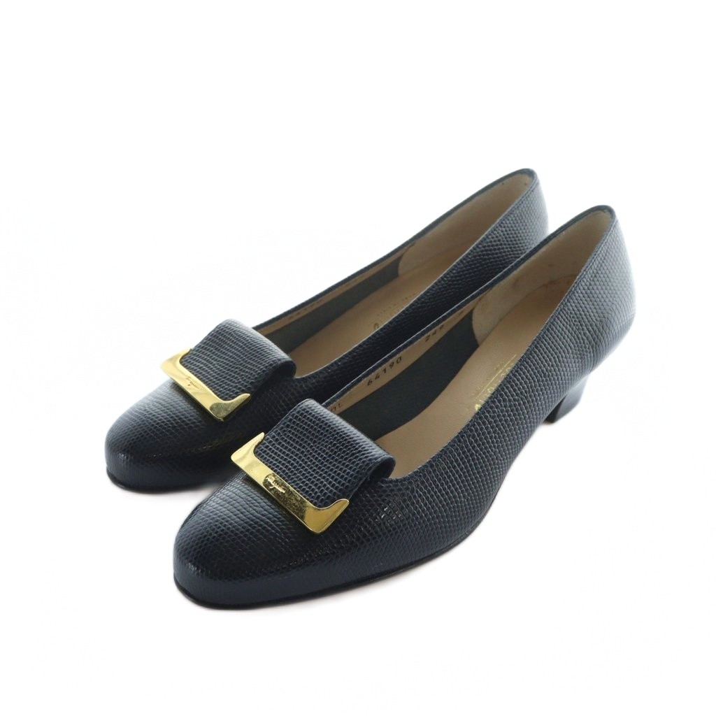 サルヴァトーレフェラガモ Salvatore Ferragamo パンプス チャンキー  