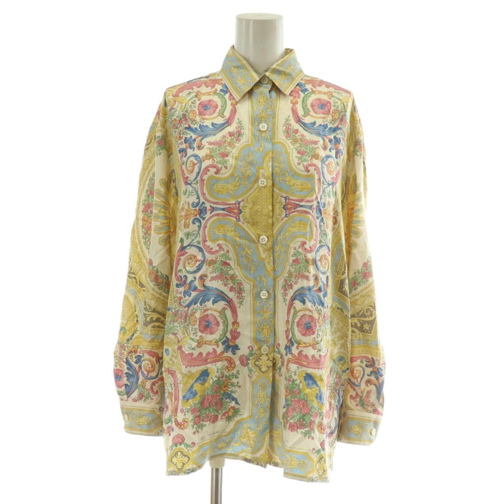 エトロ ETRO シャツ ブラウス 絹 シルク 長袖 ペイズリー 総柄 40 M