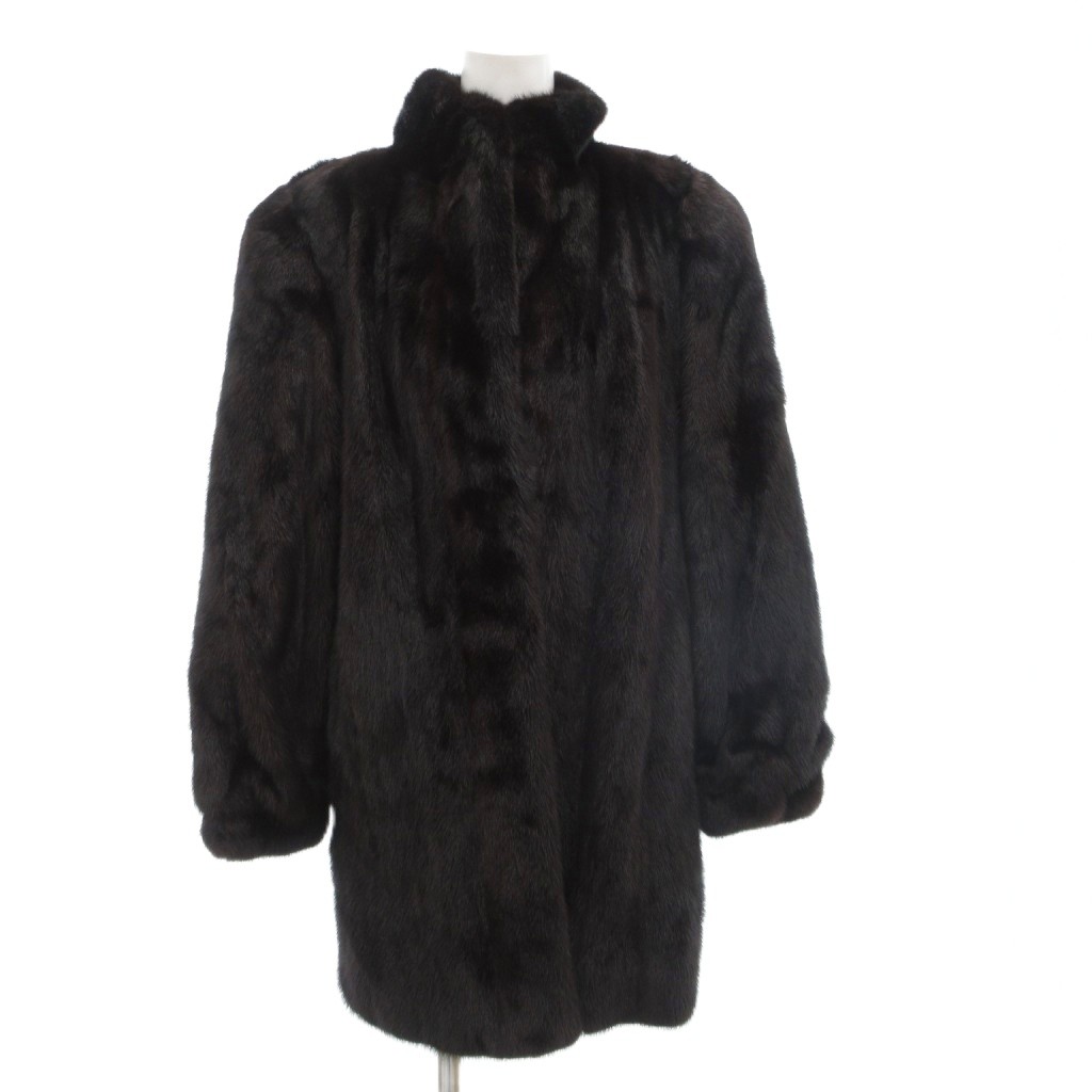 9. 毛皮 コート アウター SAGAMINK ハーフコート ダークブラウン 茶 13