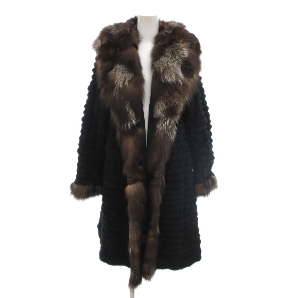 フォックス 毛皮裏地　シルク　ロングコート 高級フォックス ファー フォックスファー 毛皮 シルク ロング コート