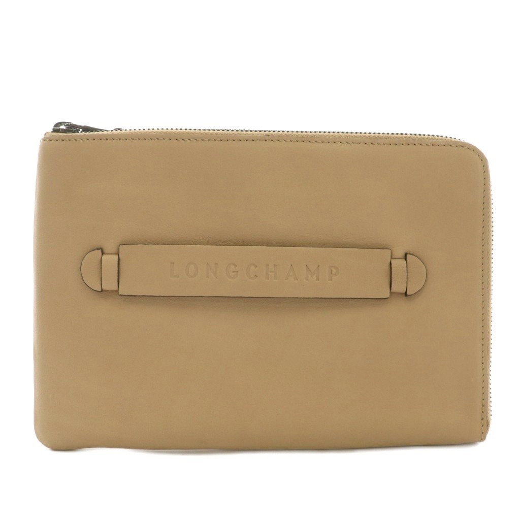 りっか様ベージュGG ロンシャン LONGCHAMP クラッチバッグ セカンドバッグ レザー L字