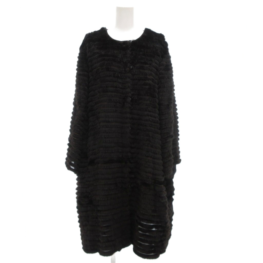 【中古】パシオーネ PASSIONE ミンクファーコート 毛皮 ロング ノーカラー 茶 ブラウン /GV ■GY13 レディース パシオーネ PASSIONE ミンクファーコート 毛皮 ロング ノーカラー 茶