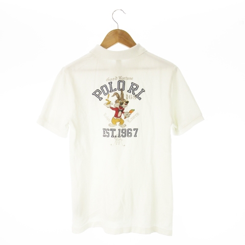 【90s 古着】ポロ ラルフローレン 刺繍 ポニーロゴ ポロシャツ ホワイト L 新品同様RLX ラルフローレン 現行✨ポニーロゴ刺繍 長袖ポロシャツ