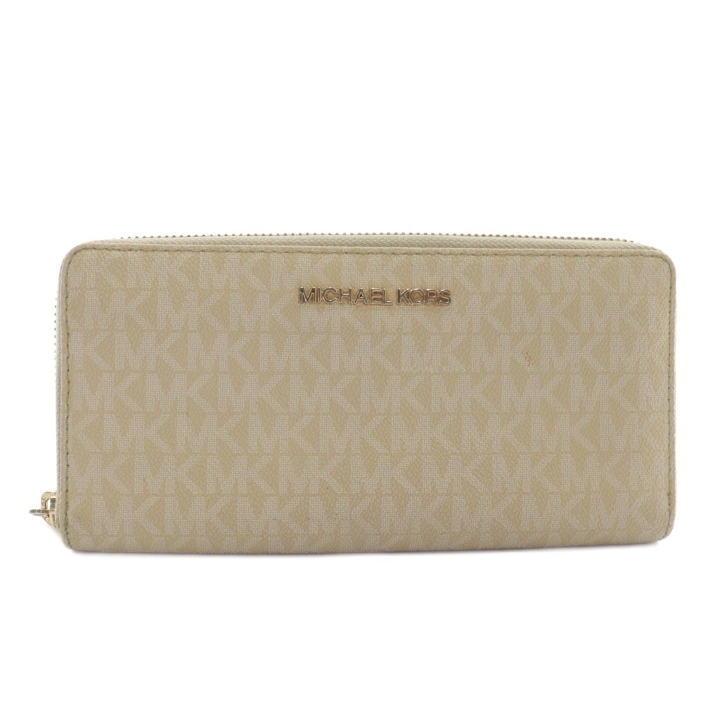 マイケルコース MICHAEL KORS 長財布 PVC レザー ラウンドファスナー