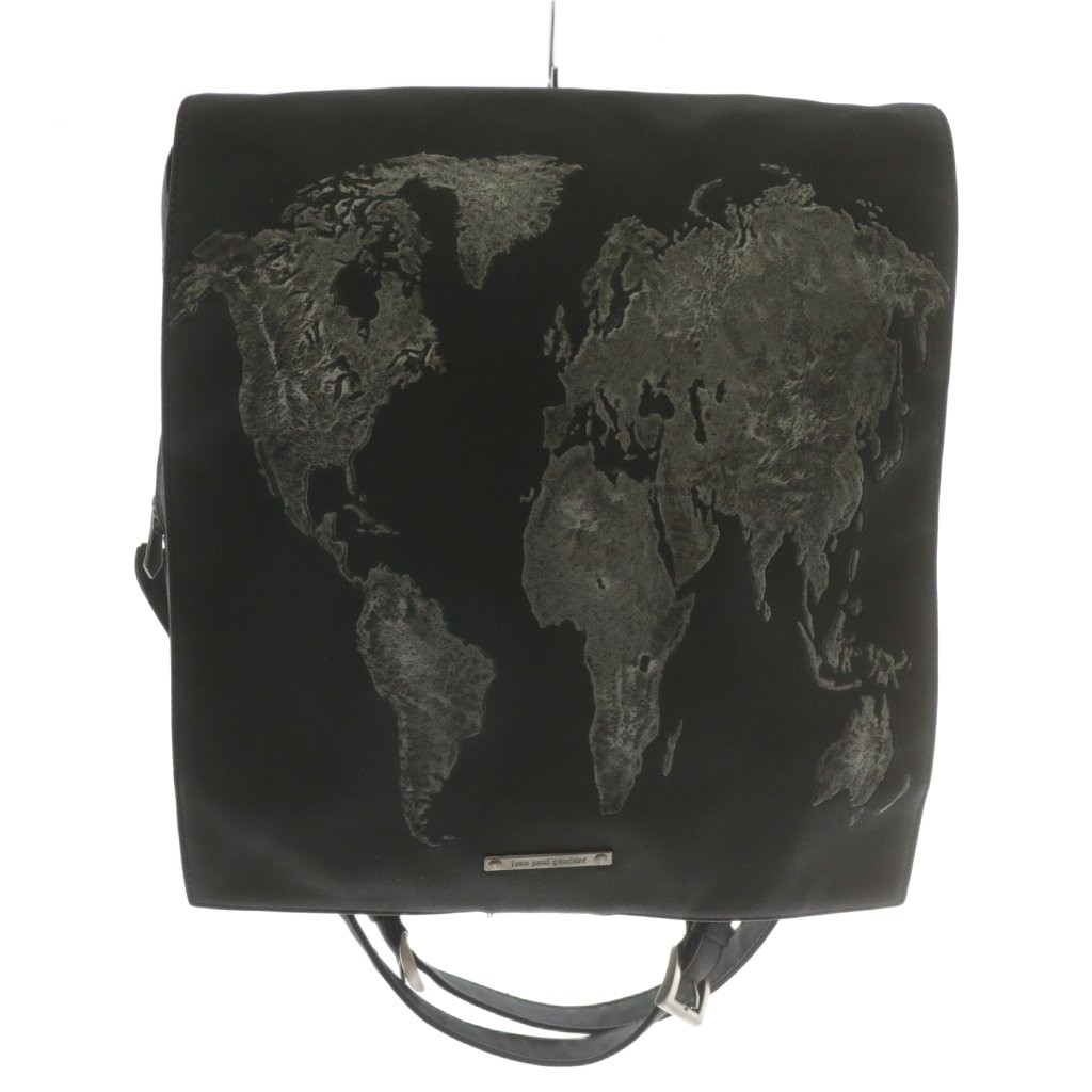【中古】Jean Paul GAULTIER リュックサック バックパック デイパッグ ナイロン 世界地図 ワールドマップ 黒 ジャンポールゴルチエ Jean Paul GAULTIER リュックサック バック