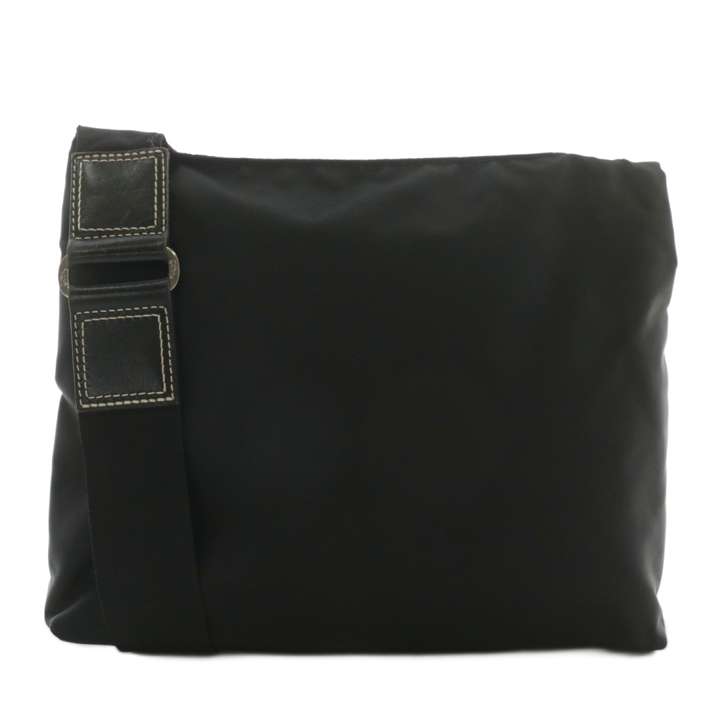 ロンシャン LONGCHAMP ショルダーバッグ ナイロン レザー ロゴ 黒  