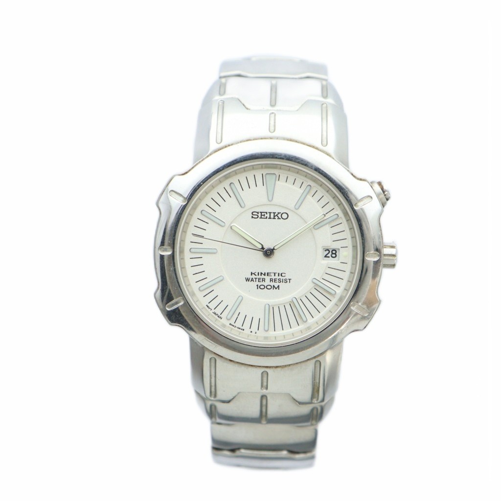 セイコー SEIKO KINETIC 5M42-0G60 腕時計 ウォッチ 自動巻き 白文字盤  