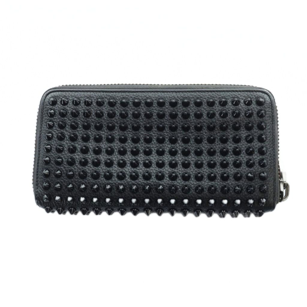 クリスチャンルブタン スタッズ付きブラックレザー長財布 Christian