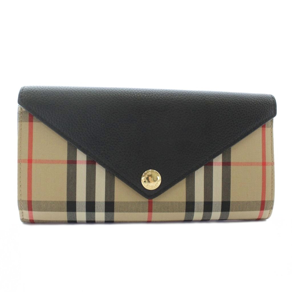 バーバリー BURBERRY 長財布 二つ折り キャンバス レザー ノバチェック