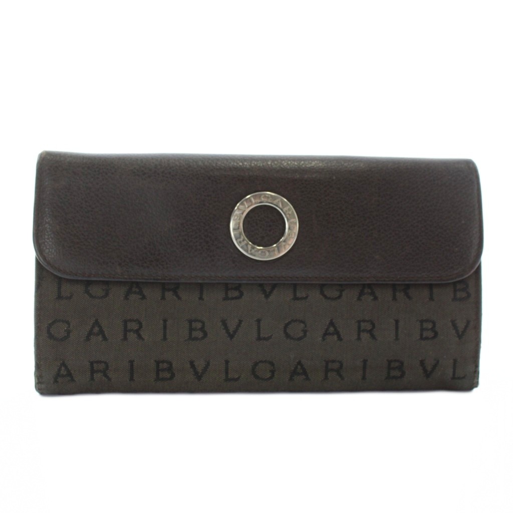 ✨極上美品✨　ブルガリ　長財布　クラシコ　ロゴマニア　総柄　キャンバス　Wホック ブルガリ BVLGARI 長財布 三つ折り レザー キャンバス Wホック ロゴ