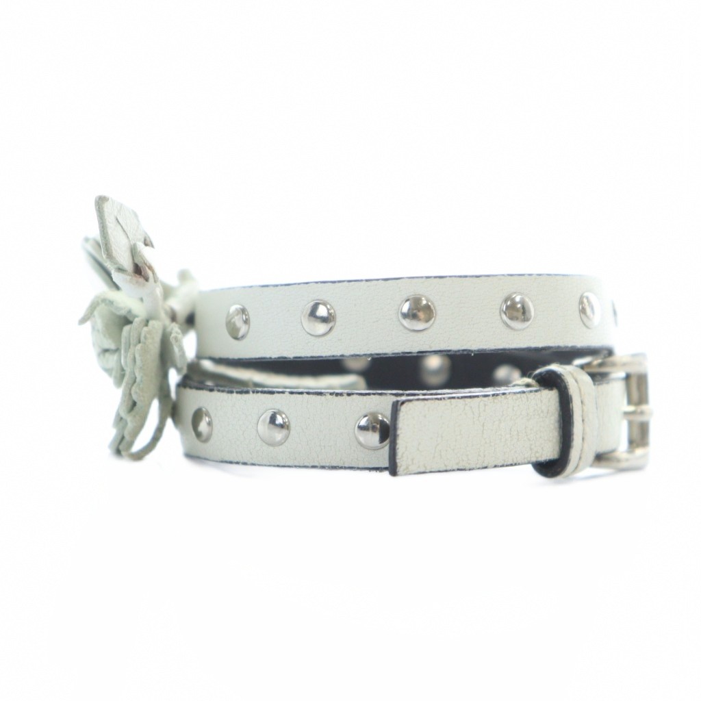 プラダ PRADA ブレスレット アクセサリー バングル レザー 花 フラワー 