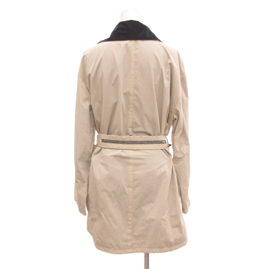 マックスマーラステュディオ Max Mara Studio リバーシブル ガウンコート ジャケット ハーフ丈 ビジューベルト 38 グレー 紺 ネイビー /JS ■GY11 レディース