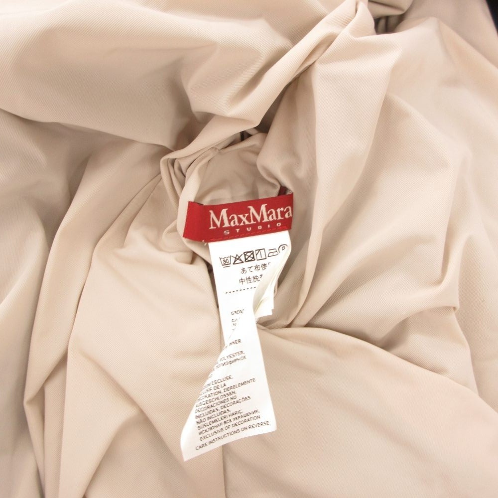 マックスマーラステュディオ Max Mara Studio リバーシブル ガウンコート ジャケット ハーフ丈 ビジューベルト 38 グレー 紺 ネイビー /JS ■GY11 レディース
