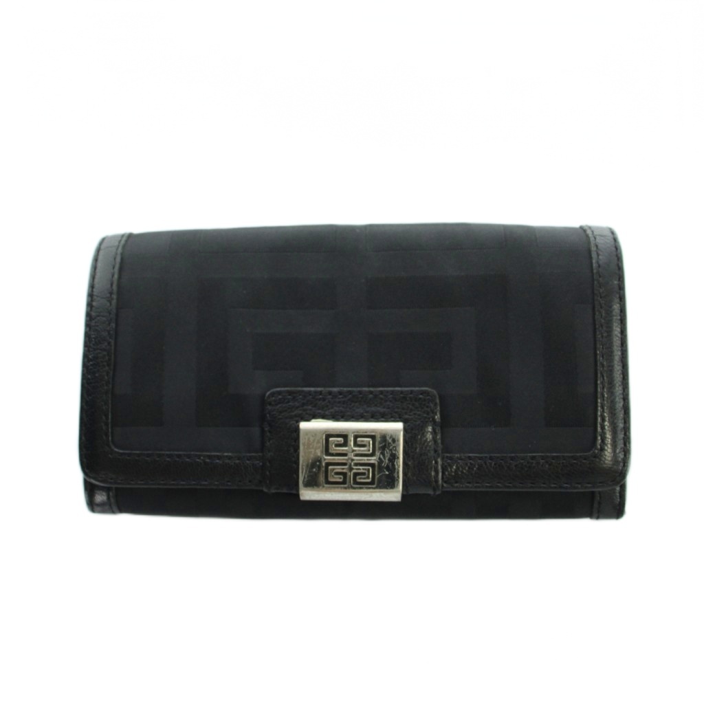 ジバンシィ GIVENCHY 長財布 ウォレット キャンバス レザー 4Gロゴ 黒 